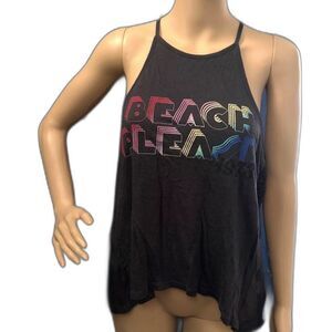 Billabong Beach Please Graphic Tank Surf Top Mesh Sides Racerback Women M